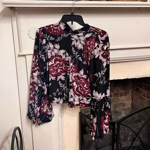 Yumi Kim Silk Floral Crop Blouse
